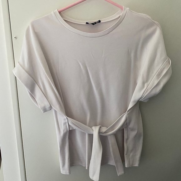 Express White Tie-Waist Oversized Top Size XS - Picture 9 of 12